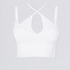 Seamless Soft Rib Crossover Sports Bra in White