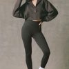 Cotton Jersey Acid Wash Cropped Sweatshirt  in Ash