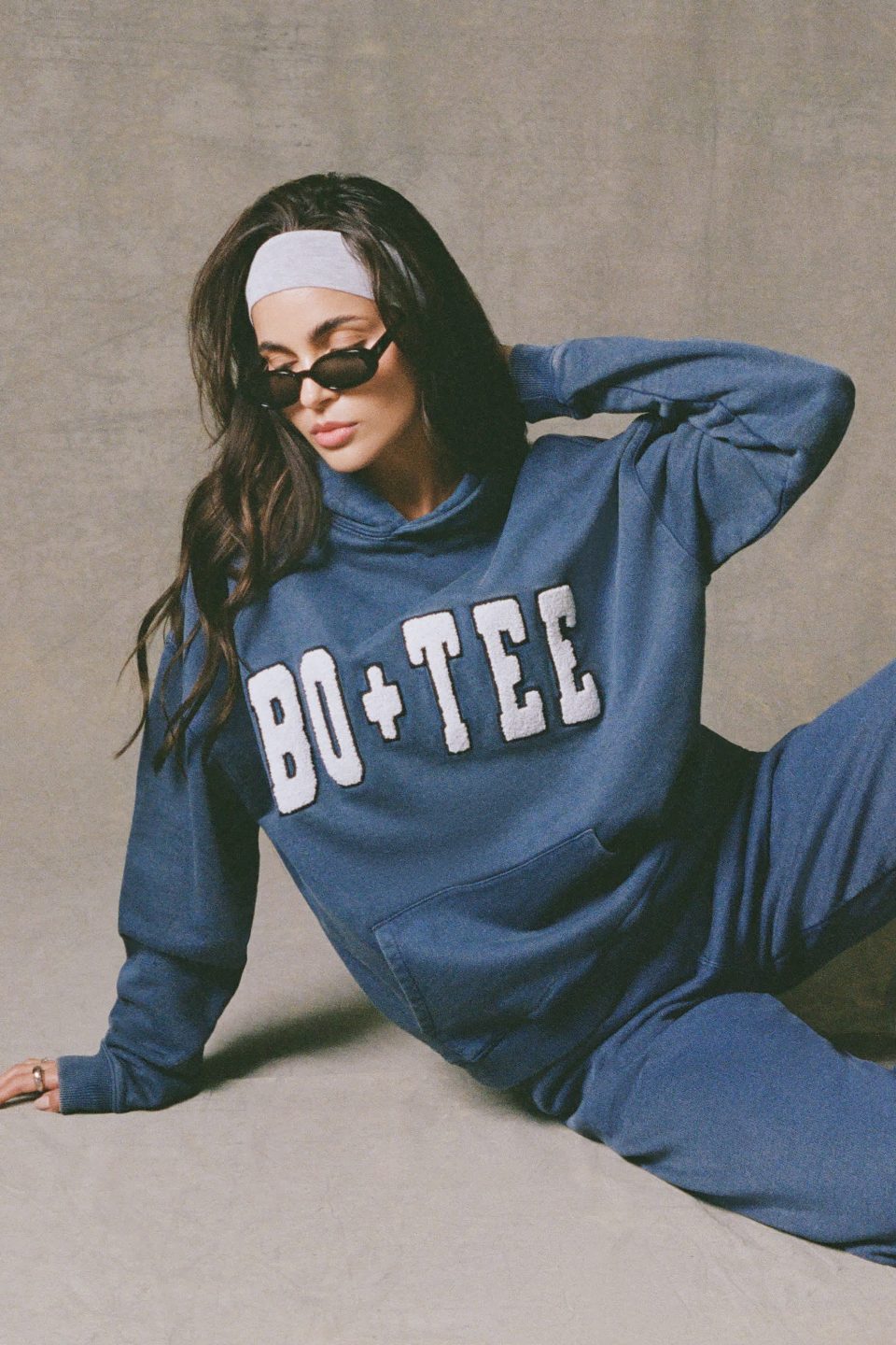 Soft Cotton Jersey Acid Wash Oversized Hoodie in Blue