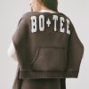 Soft Cotton Jersey Acid Wash Oversized Hoodie in Brown