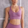 Plunge Neck Sports Bra in Pink