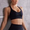 Plunge Neck Sports Bra in Jet Black