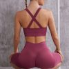 Plunge Neck Sports Bra in Rose