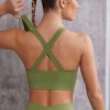 Plunge Neck Sports Bra in Olive