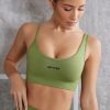 Asymmetric Sports Bra in Olive