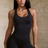Racer Back Define Luxe Unitard in Black