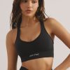 Plunge Neck Define Luxe Sports Bra in Black