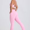 Soft Active V-Waist Pocket Flared Leggings in Baby Pink