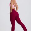 Soft Active V-Waist Pocket Flared Leggings in Burgundy