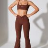 Twist Waist Flare Leggings in Brown