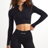 FlexiRib Zip-Up Cropped Jacket in Black