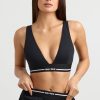 Stretch Cotton Jersey Plunge-Neck Crop Top in Black