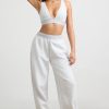 Heavyweight Stretch Cotton Fleece High-Waist Joggers in Grey Marl
