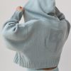 Chunky Knit Zip-Up Cropped Hoodie in Dusty Teal