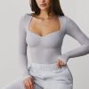 Modal Rib Long Sleeve Crop Top in Grey