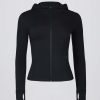 Soft Active Hooded Mid-Layer Jacket in Black