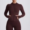 Soft Active Hooded Mid-Layer Jacket in Chocolate