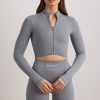 FlexiRib Cropped Jacket in Grey Melange