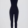 Soft Active Backless Contrast Jumpsuit in Classic Navy