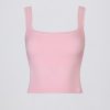 Seamless Soft Rib Square-Neck Tank Top in Powder Pink