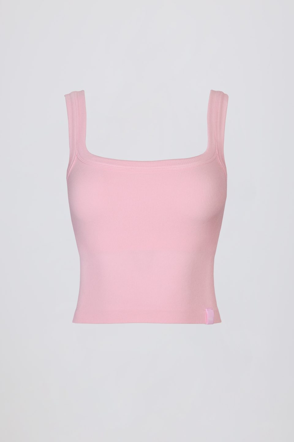 Seamless Soft Rib Square-Neck Tank Top in Powder Pink
