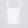 Seamless Soft Rib Square-Neck Tank Top in White