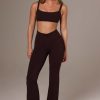 Soft Active Ruched Flared Trousers in Espresso