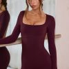 Soft Active Open-Back Unitard in Burgundy