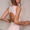 Soft Active Boat-Neck Open-Back Tank Top in Ballet Pink