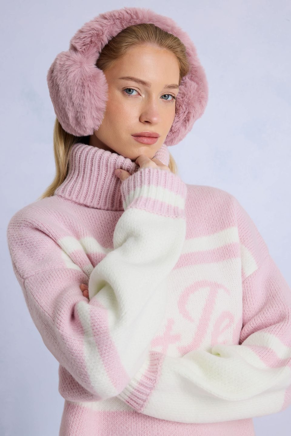 Faux-Fur Earmuffs in Powder Pink