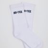 Ribbed Half-Crew Socks in White