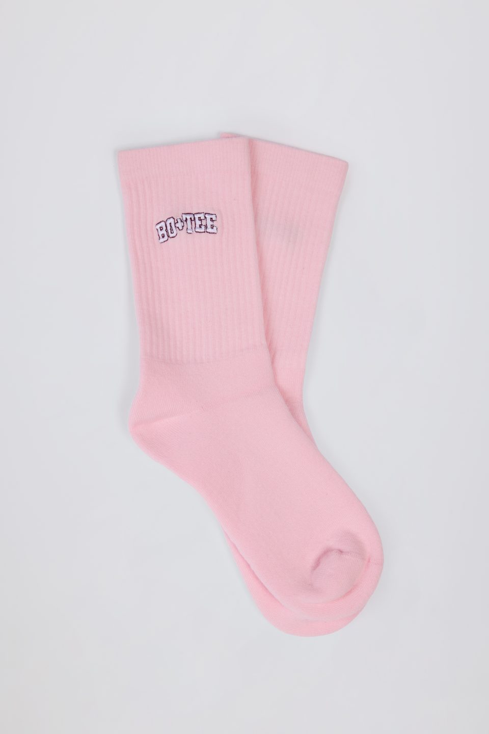 Ribbed Half-Crew Socks in Powder Pink