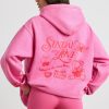 Soft Cotton Jersey Oversized Hoodie in Hot Pink