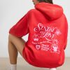 Soft Cotton Jersey Oversized Hoodie in Red