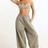 Water-Repellent Convertible Wide-Leg Track Pants in Mineral