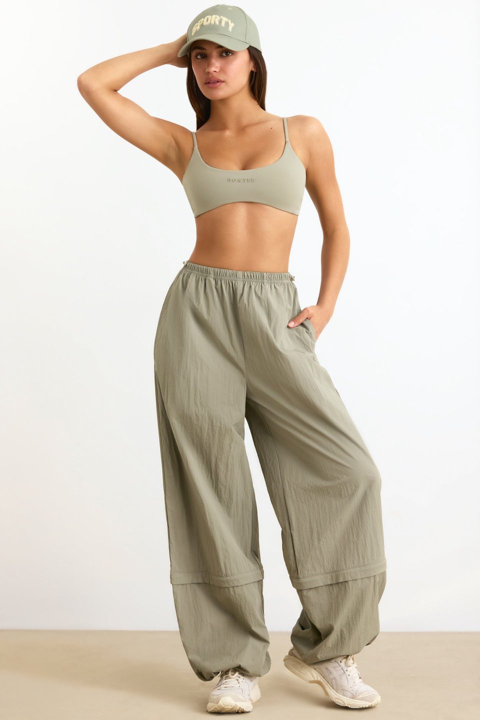 Water-Repellent Convertible Wide-Leg Track Pants in Mineral