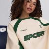 Soft Cotton Fleece Colourblock Oversized Sweatshirt in Marble