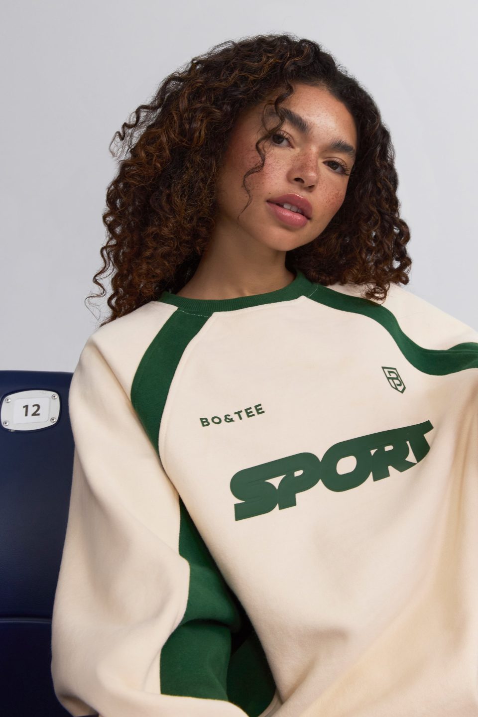 Soft Cotton Fleece Colourblock Oversized Sweatshirt in Marble