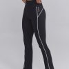 Soft Active Contrast-Trim Flared Trousers in Black