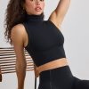 Soft Active Turtleneck Tank Top in Black