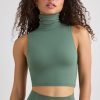 Soft Active Turtleneck Tank Top in Khaki