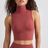 Soft Active Turtleneck Tank Top in Rust