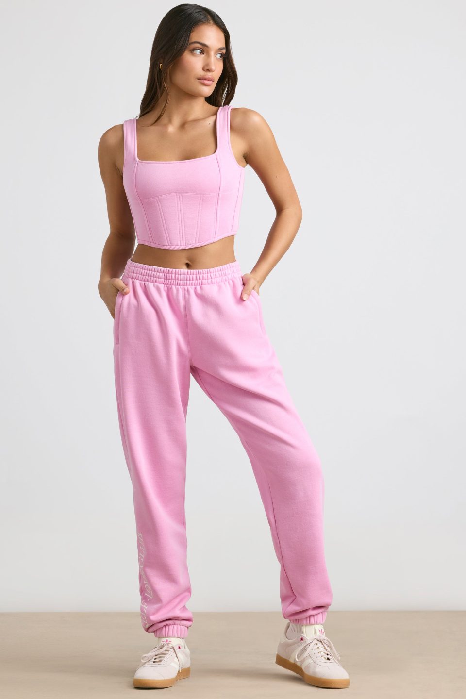 Brushed Jersey Oversized Joggers in Bubblegum Pink