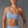 One-Shoulder Sports Bra in Washed Blue