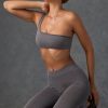 One-Shoulder Sports Bra in Washed Charcoal