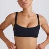 Soft Active Contrast-Trim Sports Bra in Black