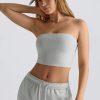 Brushed Jersey Bandeau Top in Fog Grey