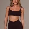 Soft Active Seam-Detail Sports Bra in Espresso