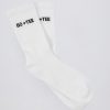 Ribbed Half-Crew Socks in White
