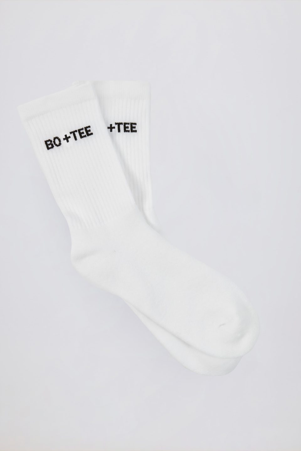 Ribbed Half-Crew Socks in White